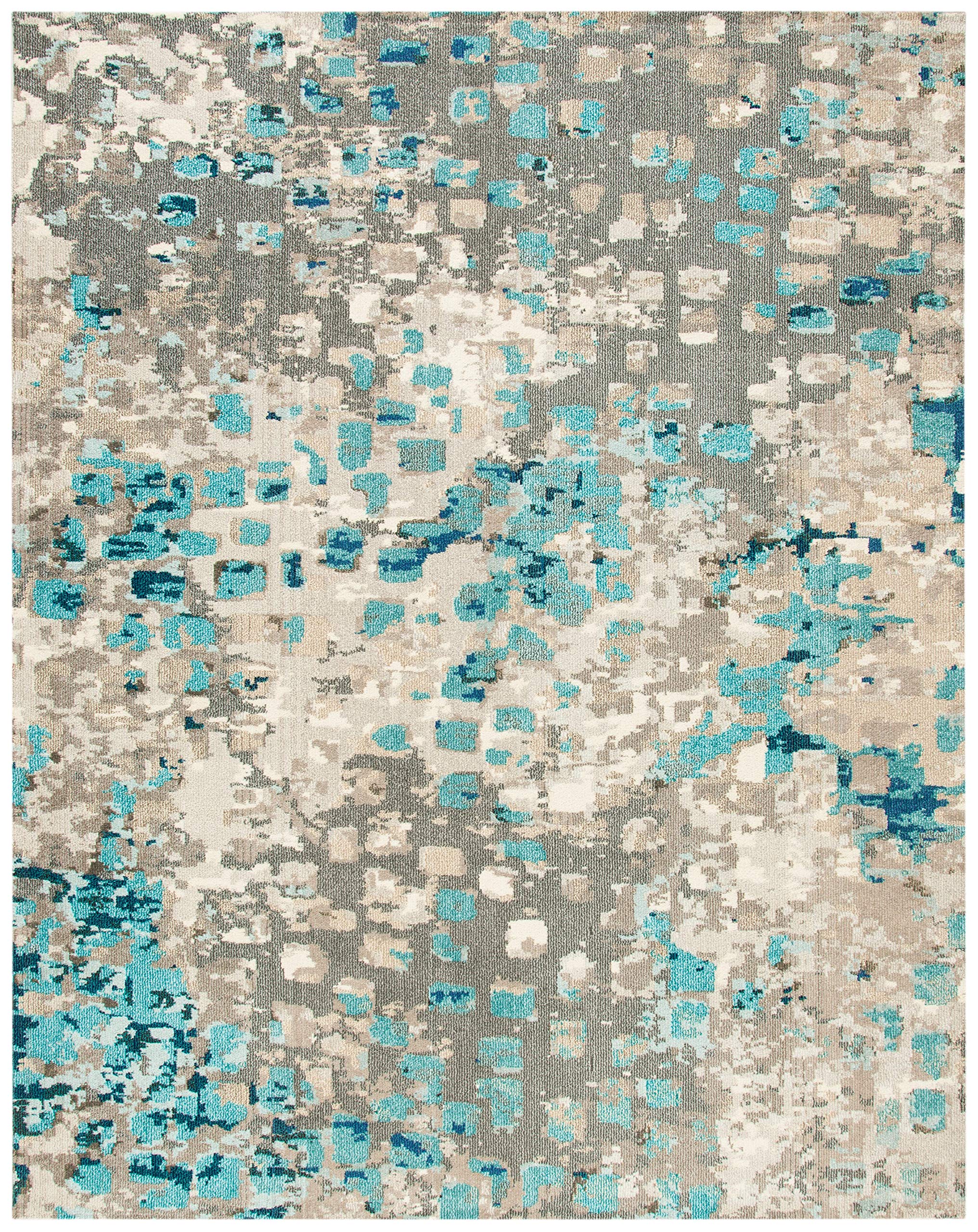 Safavieh Madison Collection Area Rug - 9' X 12', Grey & Blue, Boho Abstract Distressed Design, Non-Shedding & Easy Care, Ideal F
